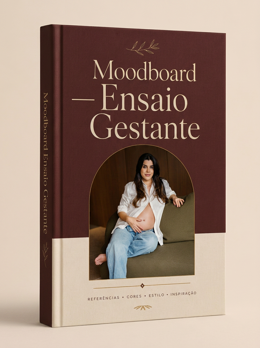 Mockup do ebook Moodboard — Ensaio Gestante